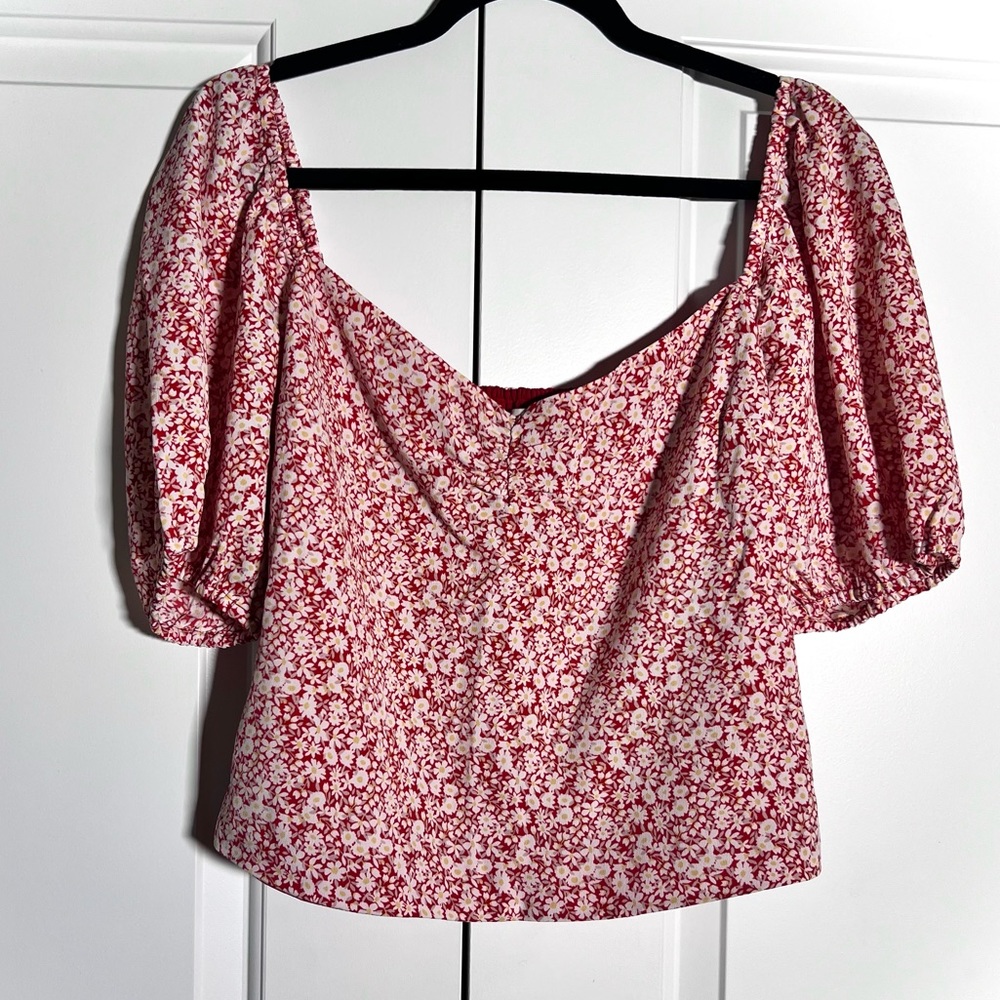 Abercrombie Red Floral Blouse